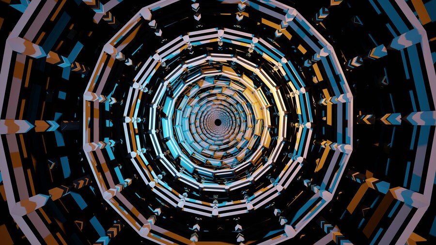 Infinito representado con caleidoscopio sobre los 5 retos en la transición hacia la inteligencia artificial general (AGI)